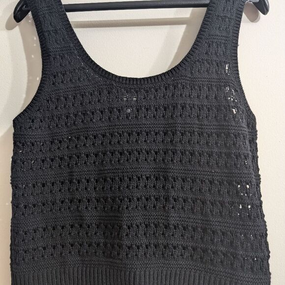 Crochet open knit black 100% Cotton tank top size M - Picture 4 of 6